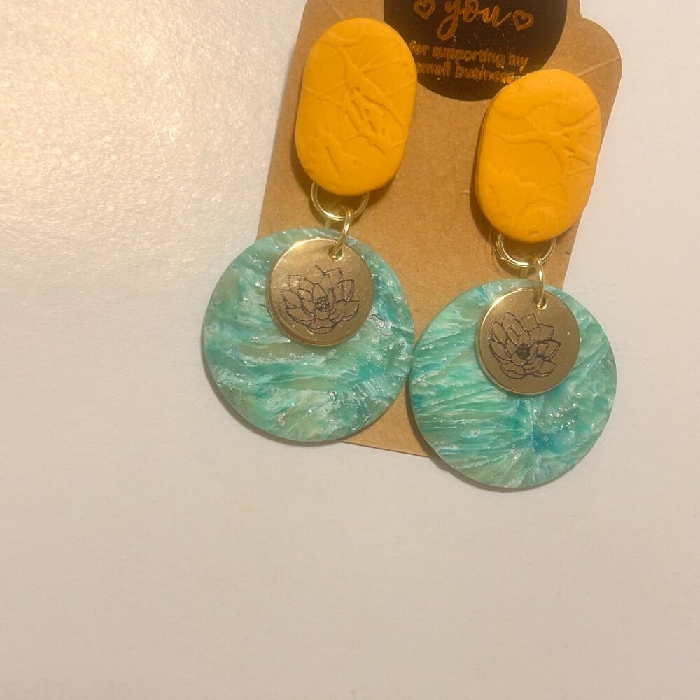 polymer clay faux stone designed earrings